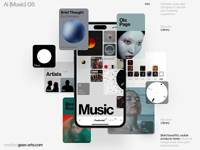 Music dashboard design homepage illustration interface ios iphone mobile news ui