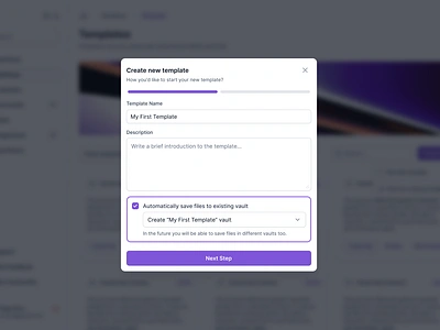 New template document modal creating document modal new settings template ui