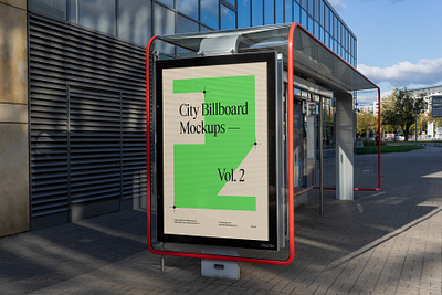 City Billboard Mockups Vol.2 PSD scenes billboard branding bus stop city billboard citylight design download identity illustration logo mockup mockups poster psd template typography