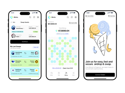 Minito DEX Cross Chain Swapping & Mining App UI Kit app ui app ui kit cryptocurrency exchange cryptoi mining exchange crypto mining app swapping ui kit uiux