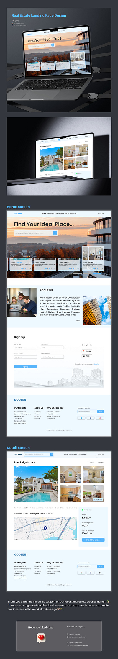 🏡 Modern Real Estate Landing ✨ app design designer mobil designer ui ux web web design