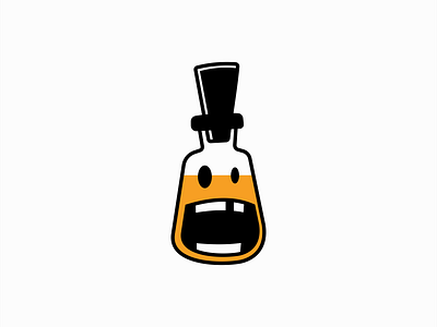 Happy Potion Bottle Logo bottle branding design emblem face fun funny gaming goofy happy icon illustration logo mark mascot playful potion smiling vector