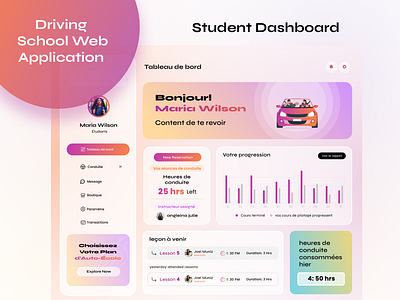 Driving School Web Application animation app branding driving drivingschool graphic design ui web website