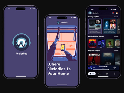 Melodies Music Mobile App Design dailyui figma mobile design music app uidesign