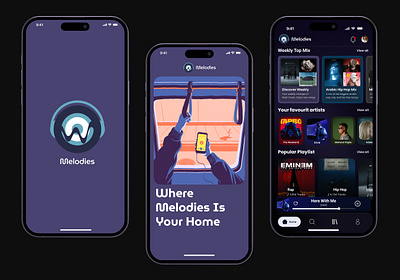 Melodies Music Mobile App Design dailyui figma mobile design music app uidesign