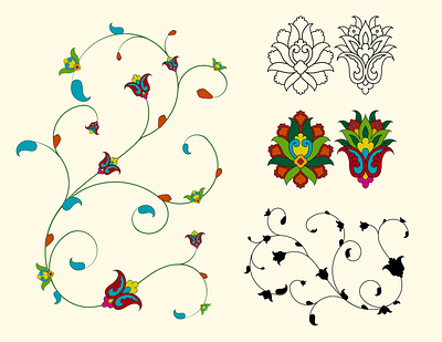 Miniator Flowers graphic design illustration iranian art persian art