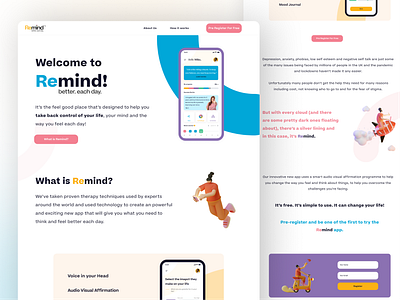 Modern Mental health Landing Page | UI/UX mental health reminder