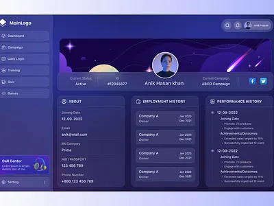 Tablet Profile Page Design dark dark theme dashboard design glassi graphic design latest latest design logo menu personal dashboard profile profile page tab tab design tablet tablet design ui ui ux updated design