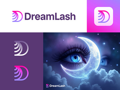 DreamLash - Beauty Studio Logo beauty branding creative logo dream dreaming female feminine identity jeroen van eerden lash lashes logo logo design makeup modern logo monogram moon smile studio woman