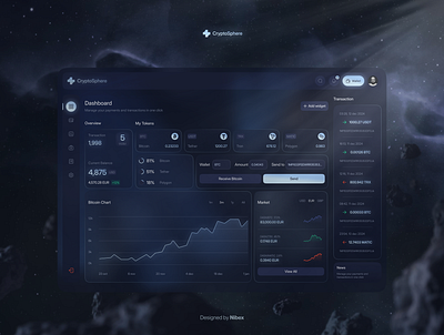 CryptoSphere - Buy and trade cryptos like never before 🪐 crypto cryptocurrency dark dashboard exchange exchange dashboard galaxy glass morphism meta metaverse moon nft product product design space trend trendy design ui