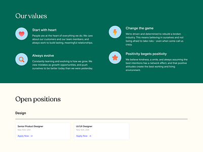 Open Positions Section hiring job ui open job position open position our values