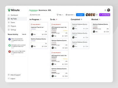 Minute - A task management tool appdesign figma minimalui moderndesign productivitytool taskapp tasklist taskmanagement timetracking uidesign uxdesign