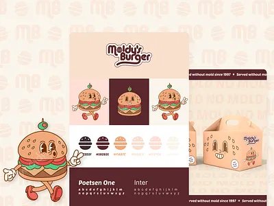 Moldy's Burger - Vintage Fast Food Brand brandidentity branding burger shop burgershop characterdesign corporatedesign digital illustration fast food graphic design illustration logo logo design product design restaurant retro vintage vintage design vintagedesign visual design visual identity