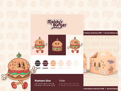 Moldy's Burger - Vintage Fast Food Brand brandidentity branding burger shop burgershop characterdesign corporatedesign digital illustration fast food graphic design illustration logo logo design product design restaurant retro vintage vintage design vintagedesign visual design visual identity