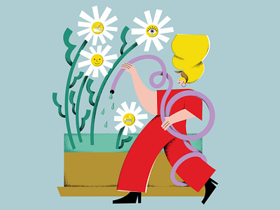 Teen Breathe Magazine - The magic of HALT character editorial illustration flowers gardening illustrations magazine magdaazab mental health