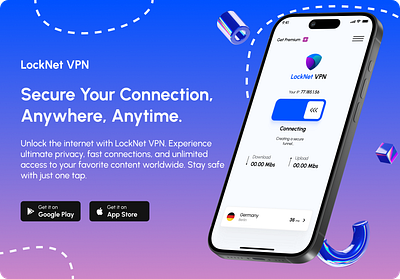 LockNet Vpn Landing Page Design app app design design landing page product design ui ux vpn app vpn design vpn landing page web design