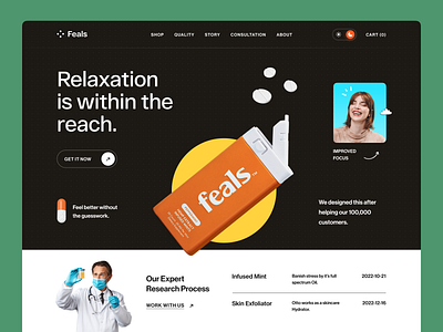 Feals - Medical Supplements Website calmness cbd oil cbd product drug website ecommerce fitness supplements health healthy supplements hemp extract homepage landing page medical supplements medical website medicine peppermint relaxation web design website website design wellness supplements