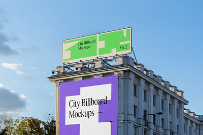 City Billboard Mockups Vol.2 PSD scenes billboard branding building city billboard citylight design download identity illustration logo mockup mockups psd template typography wall