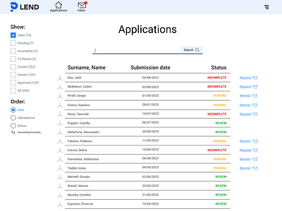 Loan review SaaS UI (HP) ui