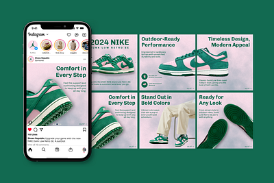 NIKE Dunk Low Retro SE Carousel Post Glorify Template carousel post template editable template glorify graphic design inspiration instagram post nike nike design nike shoes social media post shoes social media shoes social media post social campaign