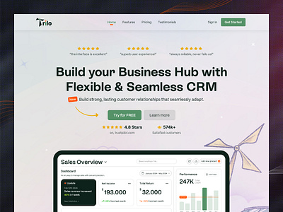 Trilo - CRM Website Template Design branding crm landing page crm template crm website free landing page graphic design hero section design homepage design landing page landing page template saas landing page saas website saas website design trilo website design uiux uiux design web design webdesign webflow design agency website design