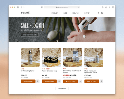 Website for Natural Cosmetic Products figma ui ux web design