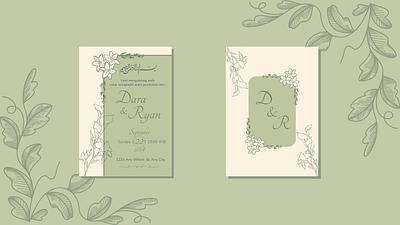 Wedding invitation - Green Floral floral graphic design green invitation invitation template wedding wedding invitation wedding invitation template