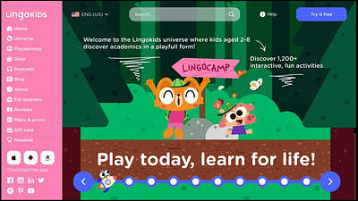 Educational platform for kids animation colors design figma ui ux uxui web