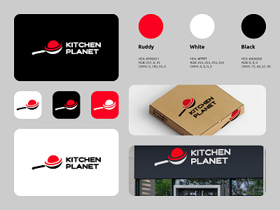 Kitchen Planet Logo business food kitchen logo modern planet simple