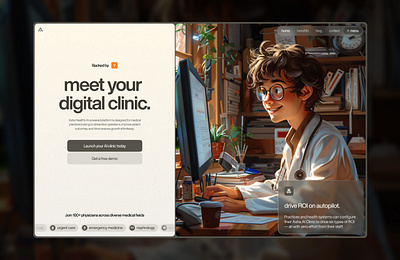 AI Healthcare landingpage ai ai design ai healthcare ai landingpage cartoon framer landingpage landingpage design minimalistic modern web3 webflow