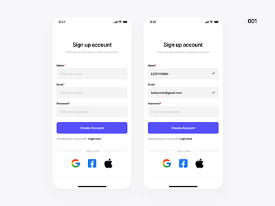 Sign up - Daily UI 001 daily001 dailyui sign up