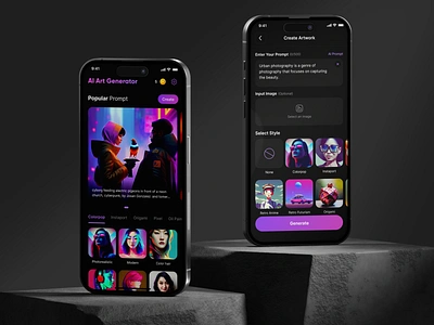PhotoArts - AI Art Generator ai ai image creation generative art mobile app mobile app development ui