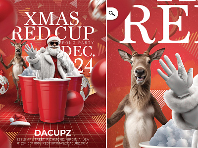 Xmas Red Cup Super Party Flyer club flyer holiday season holidays night out red cup template themed