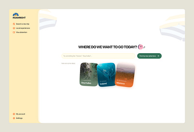 ✈ Roamright - Smart travel planner app branding cards colors design illustration logo product design sidebar travel ui ux