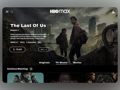 HBOMAX - Movie Landing Page app application cinema design designer film illustration minimal movie movie app movie search online tv smart movie streaming tv ui video web web page website