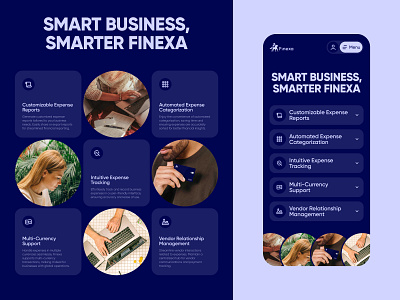 Business Page Desktop and Mobile card design finance fintech fintech app fintech website minimal mobile modern purple responsive ui uiux web design website