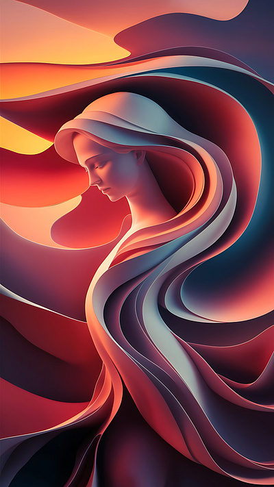 abstract woman with flowing, ethereal lines fantasy light and shadow