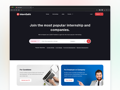 Internsathi - Landing Page app design clean creative design ui