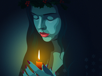 "Let There Be Peace" - Christmas Card 2024 adobe illustrator blue candle chiaroscuro christmas christmas card contrast daily art illustration light peace portrait vector vector illustration woman