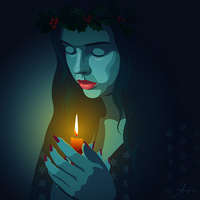 "Let There Be Peace" - Christmas Card 2024 adobe illustrator blue candle chiaroscuro christmas christmas card contrast daily art illustration light peace portrait vector vector illustration woman