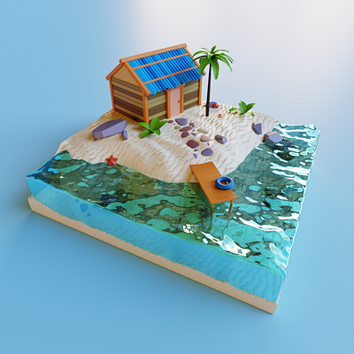 Island 3d blender graphic design