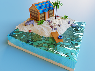 Island 3d blender graphic design