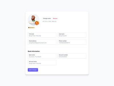 Profile Page UI badge edit profile figma profile page ui