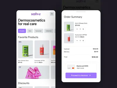 Cosmetics E-commerce App ai app clean cosmetics design loccitane purple sallve ui
