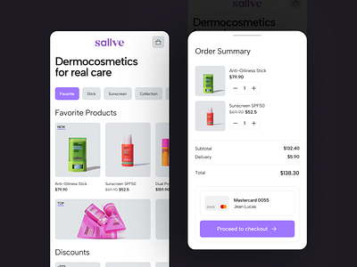 Cosmetics E-commerce App ai app clean cosmetics design loccitane purple sallve ui