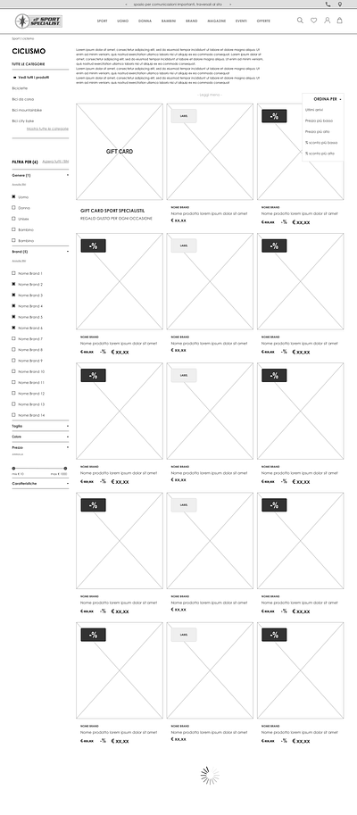 Listing wireframe of the DF Sport Specialist website ux ux assessment wire wireframe