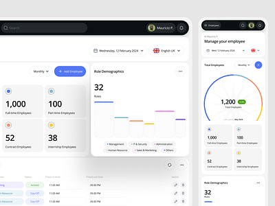 HR Dashboard for Seamless Team Management admin ai analytics b2b charts crm dashboard graphs human resources pop up product design recruitment saas startup tracking ui design web app