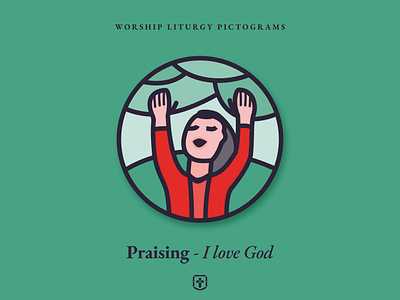 Worship Liturgy Pictograms 2/8 - Praising church branding green icon illustration light pictogram prayer sing stained glass worship