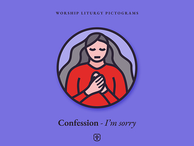 Worship Liturgy Pictograms 3/8 - Confession christian church branding icon illustration pictogram prayer purple stained glass worship