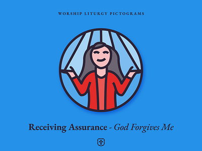 Worship Liturgy Pictograms 4/8 - Receiving Assurance blue christian church branding icon illustration pictogram prayer stained glass worship